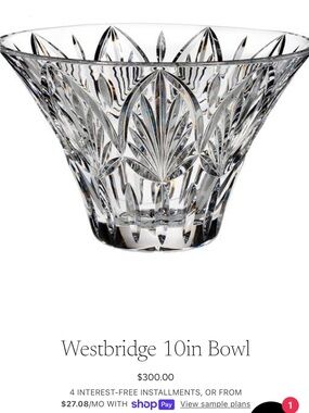 Waterford Crystal Clear Cut Glass Bowl